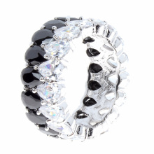 925 Silber CZ Finger Ring 2 Tone Silber Schmuck Großhandel